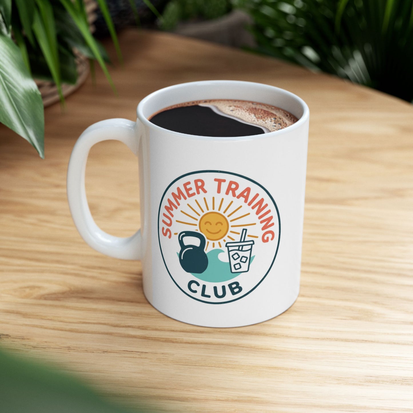 Summer Training Club Emblem Retro Beach Logo Coffee Cup - White 11oz or 15oz
