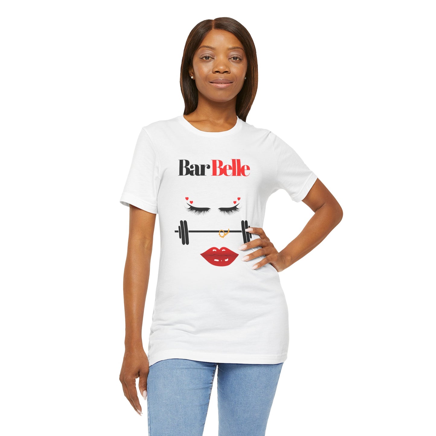 BarBelle Fitness Gym T‑Shirt — Cute Lipstick & Barbell Graphic Tee for Women