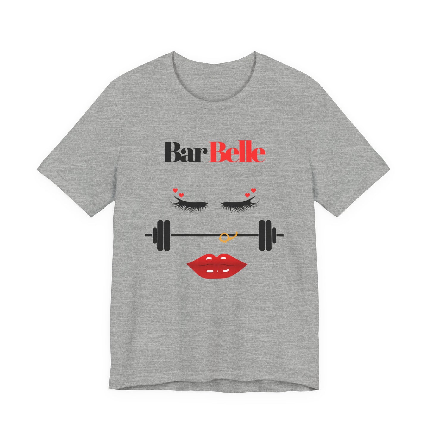 BarBelle Fitness Gym T‑Shirt — Cute Lipstick & Barbell Graphic Tee for Women