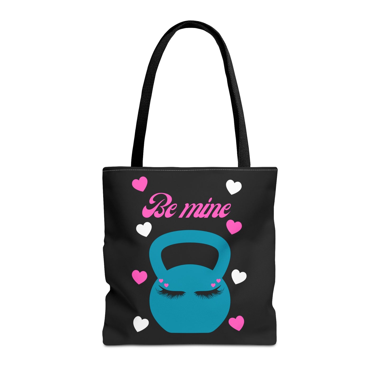 "Be Mine" Kettlebell 16"x16" Tote Bag for Fitness Lover