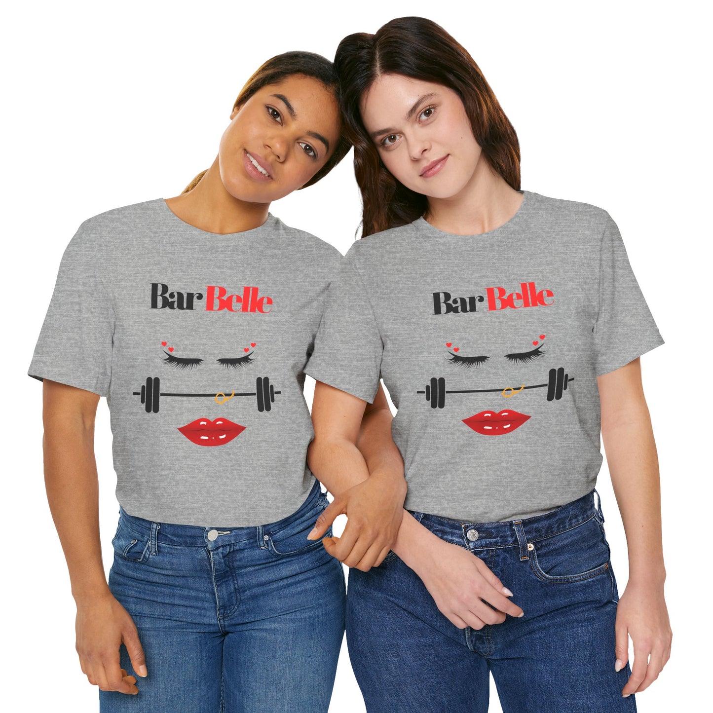 BarBelle Fitness Gym T‑Shirt — Cute Lipstick & Barbell Graphic Tee for Women
