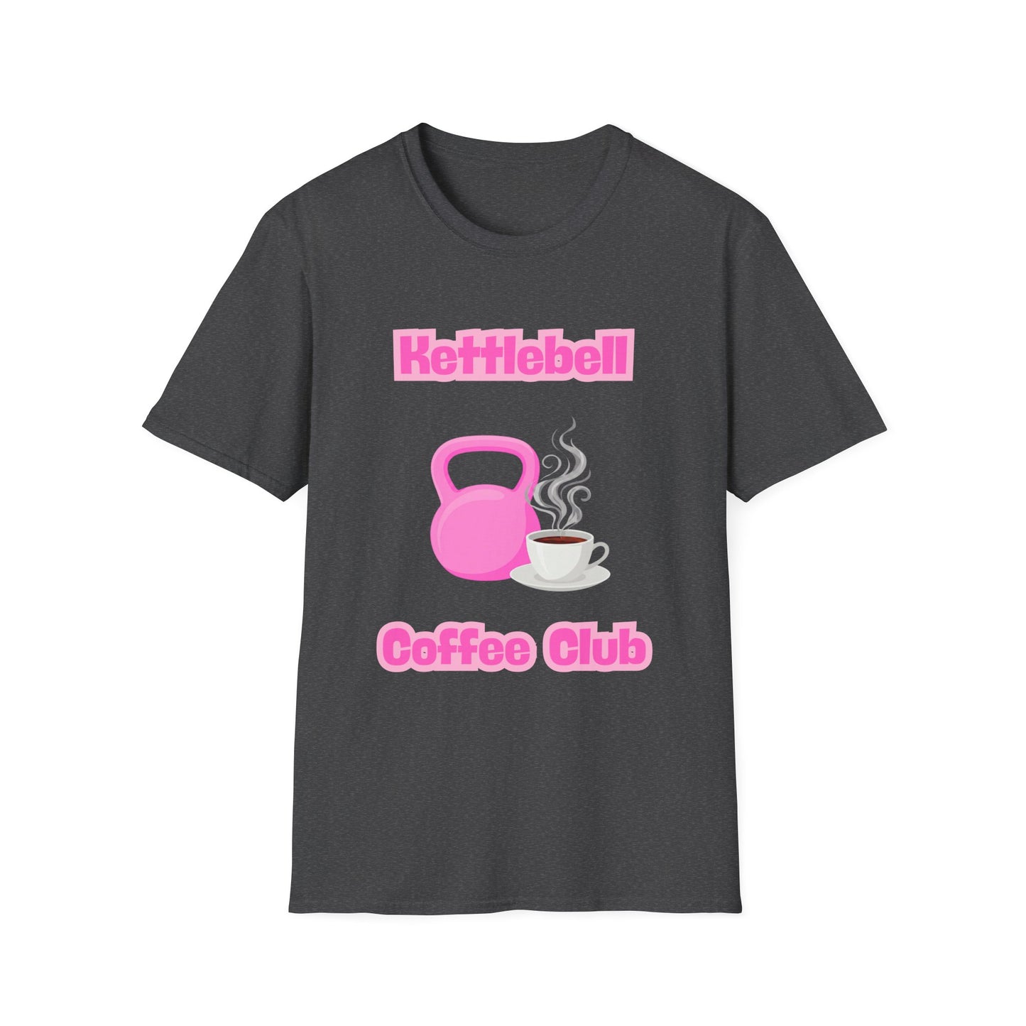 Pink Kettlebell Coffee Club T-Shirt — Fitness & Coffee Lover Tee