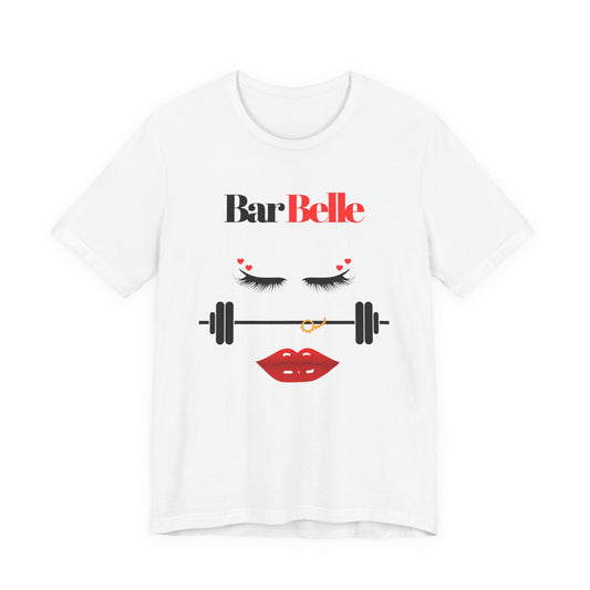 BarBelle Fitness Gym T‑Shirt — Cute Lipstick & Barbell Graphic Tee for Women