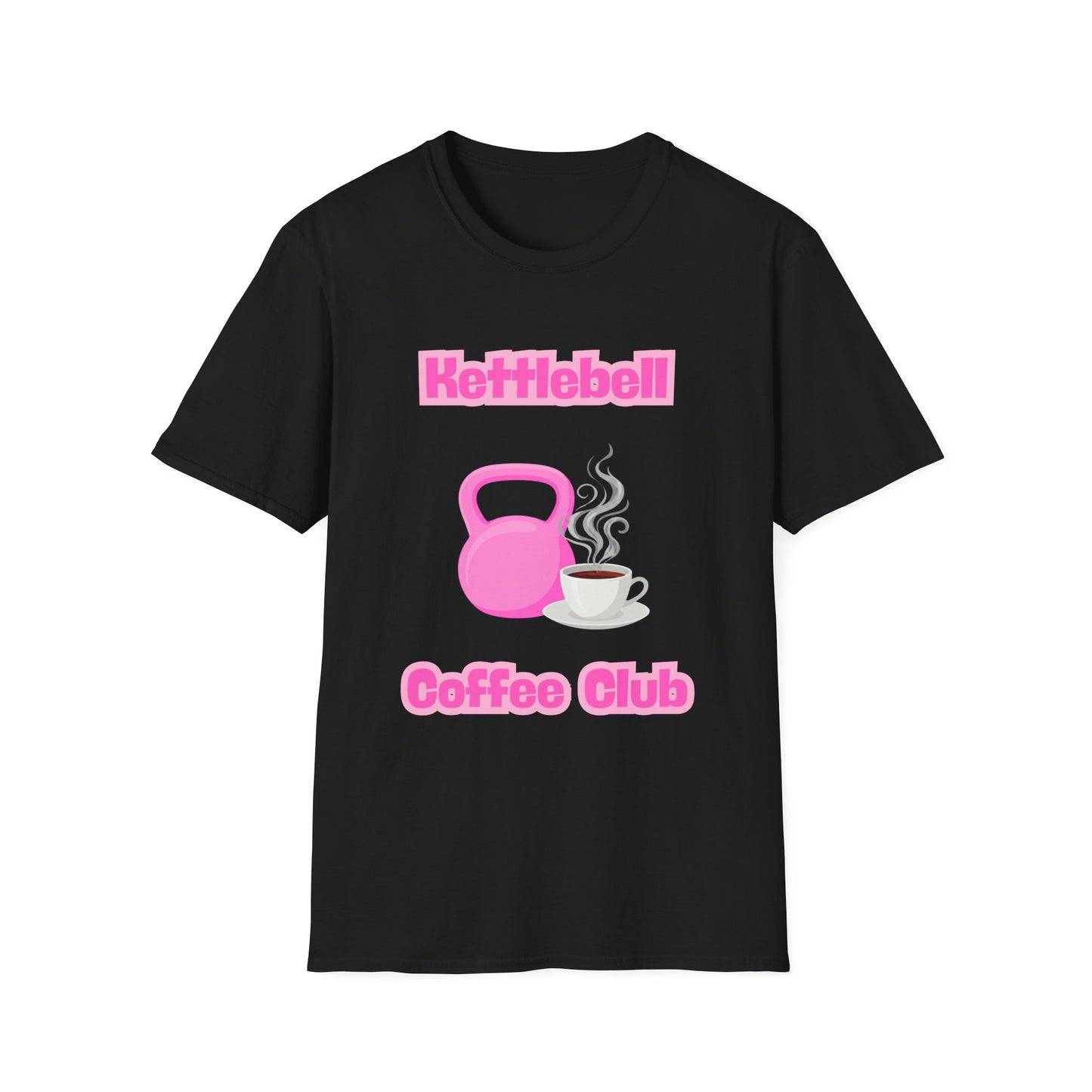 Pink Kettlebell Coffee Club T-Shirt — Fitness & Coffee Lover Tee