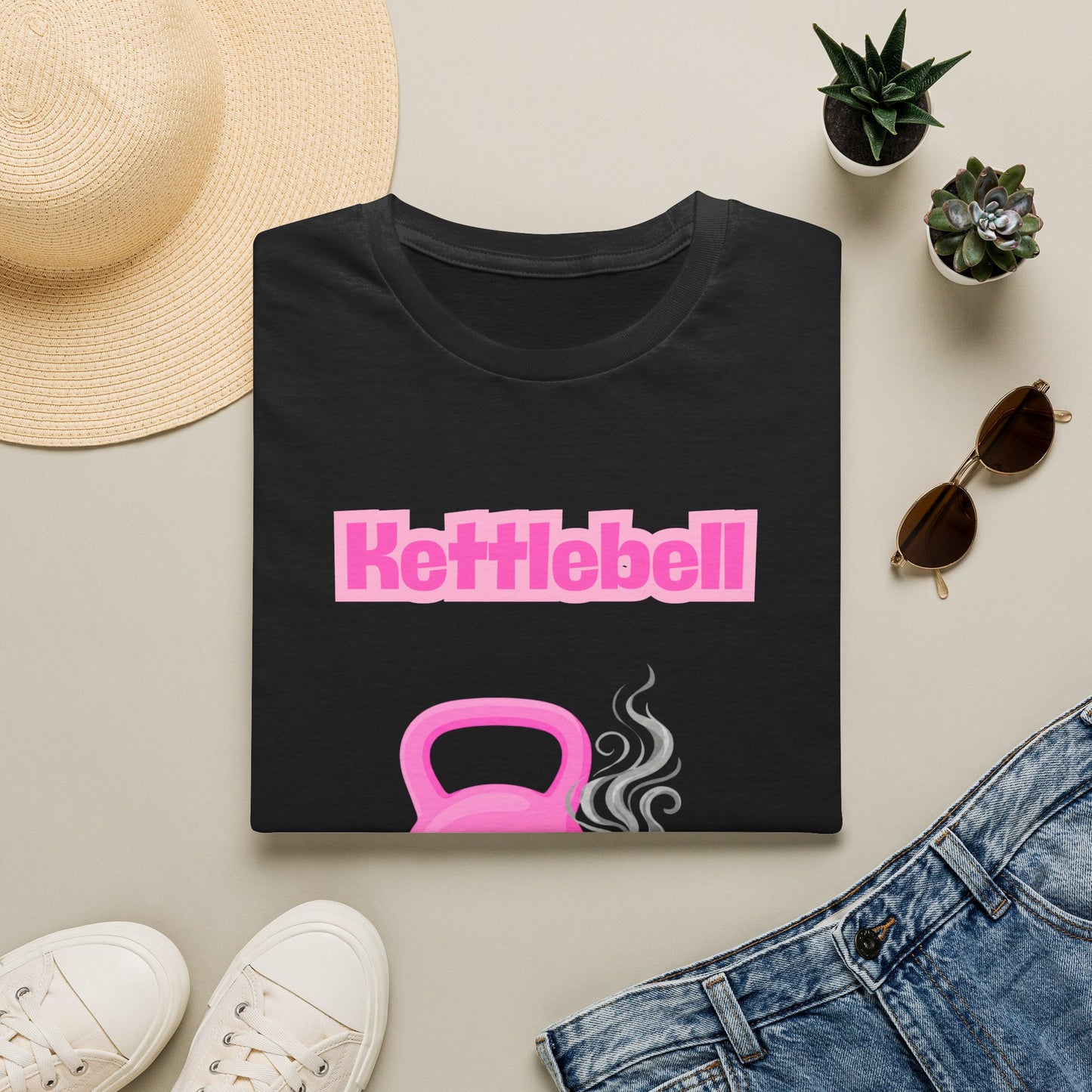 Pink Kettlebell Coffee Club T-Shirt — Fitness & Coffee Lover Tee