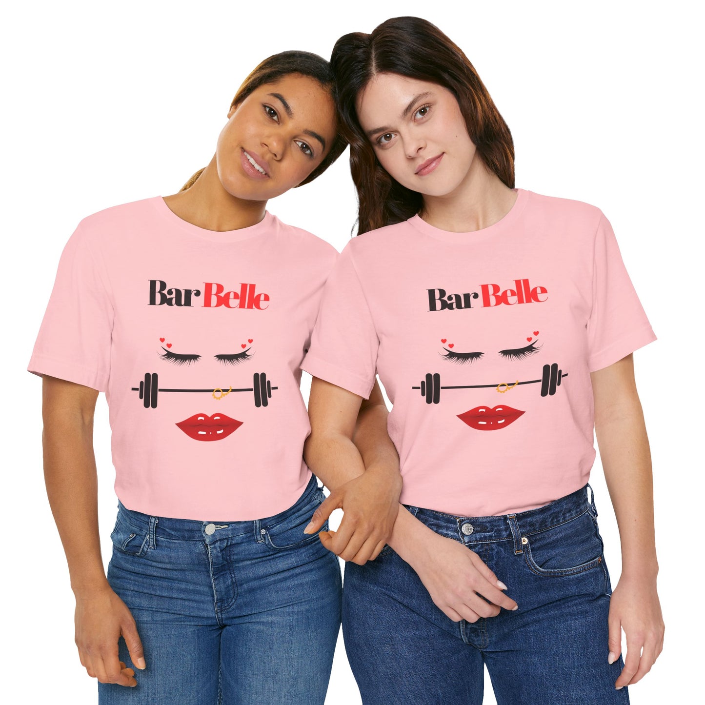 BarBelle Fitness Gym T‑Shirt — Cute Lipstick & Barbell Graphic Tee for Women