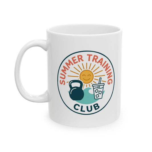 Summer Training Club Emblem Retro Beach Logo Coffee Cup - White 11oz or 15oz