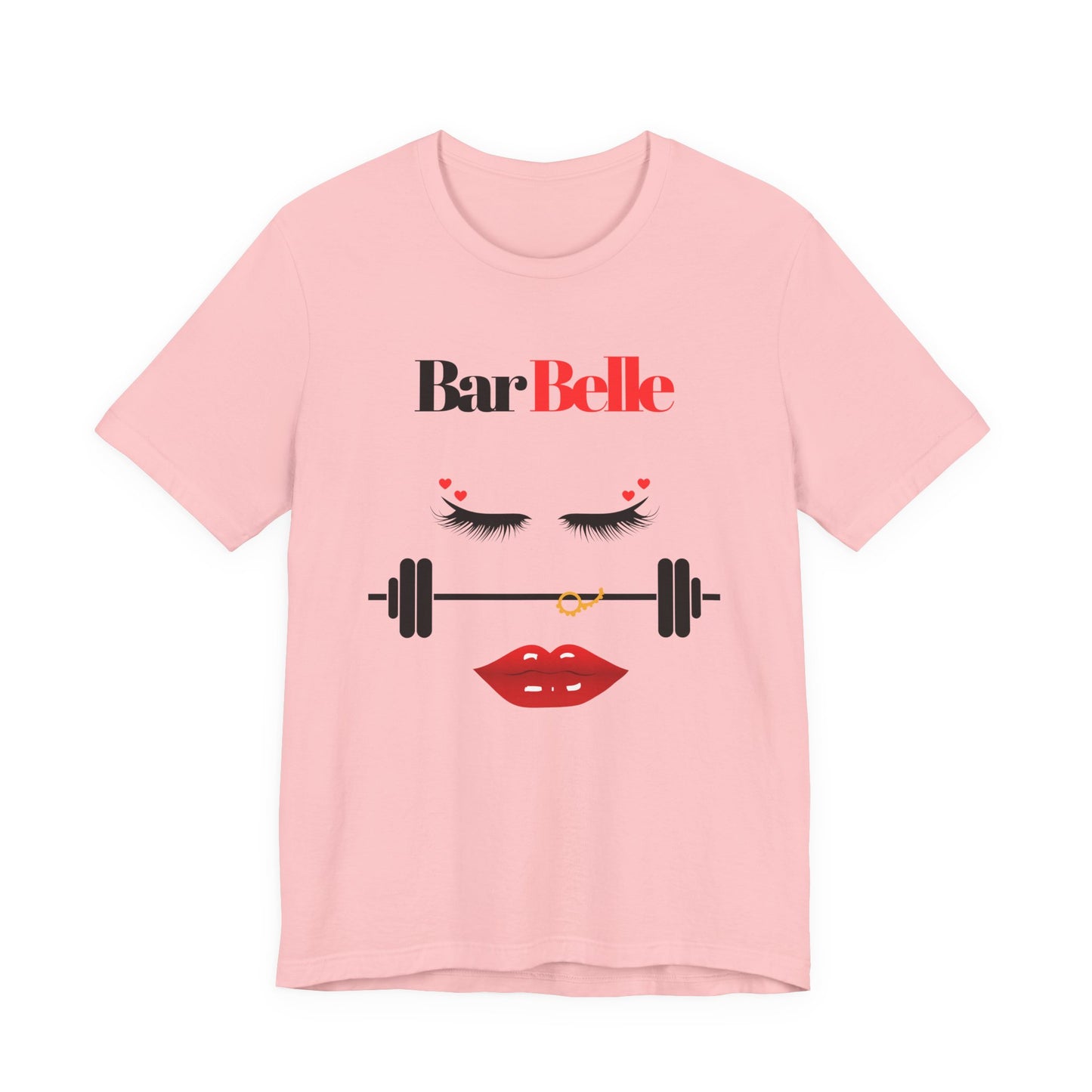 BarBelle Fitness Gym T‑Shirt — Cute Lipstick & Barbell Graphic Tee for Women