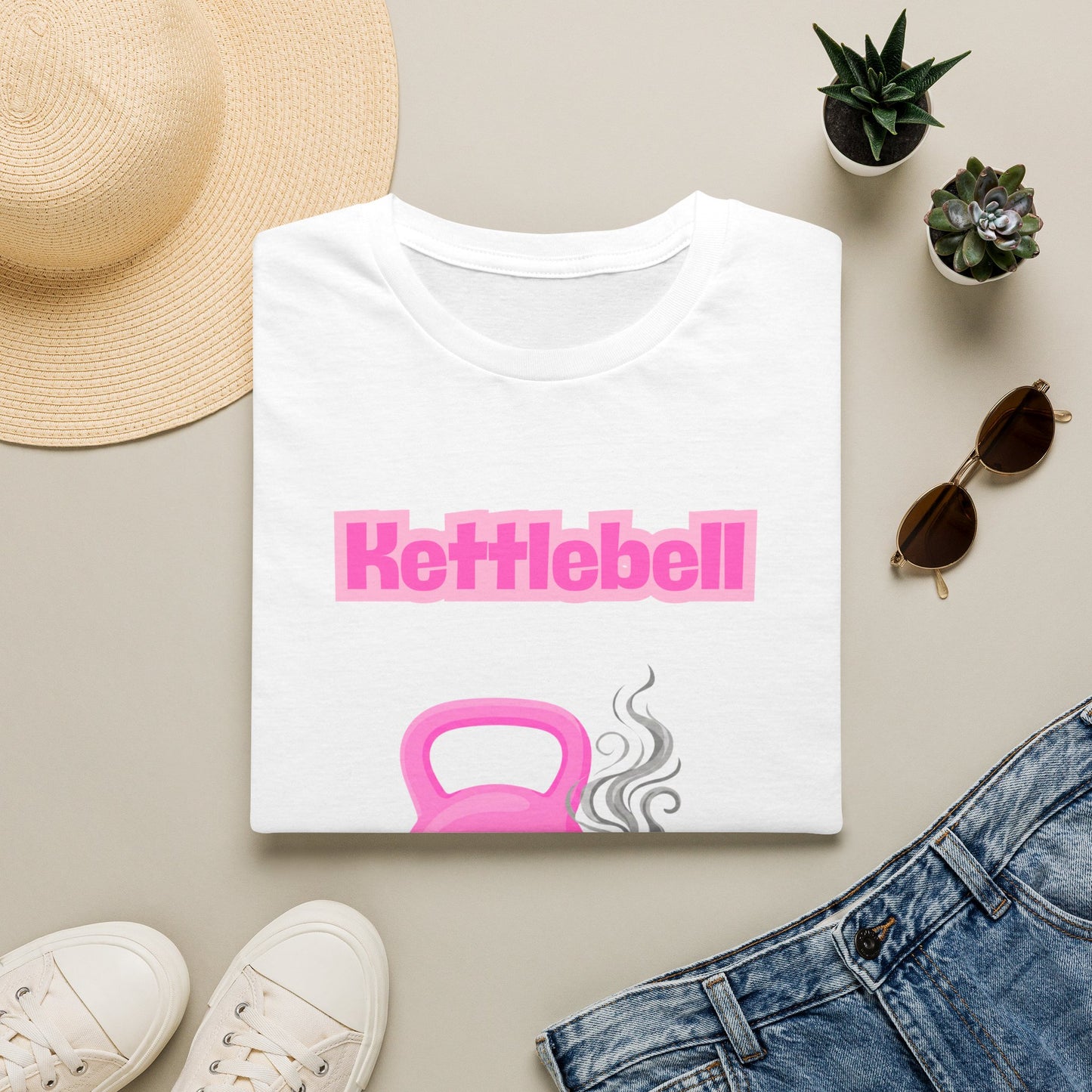 Pink Kettlebell Coffee Club T-Shirt — Fitness & Coffee Lover Tee